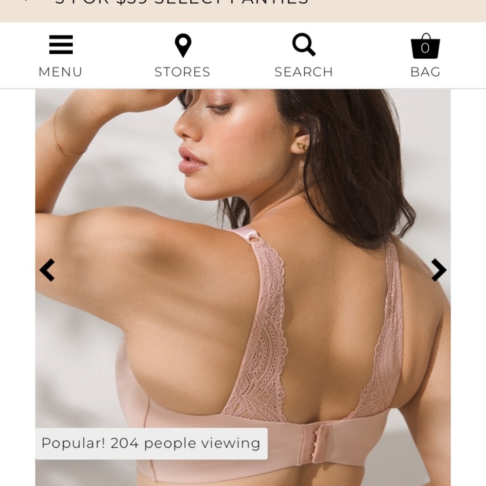 Soma Embliss Luxe wireless lace j hook bra